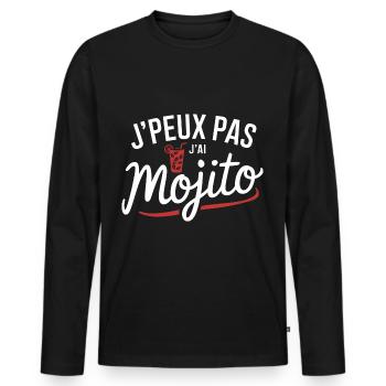 Ich kann keinen Mojito haben - Männer Premium Bio Langarmshirt - Schwarz - Vorne - Nico (187cm)