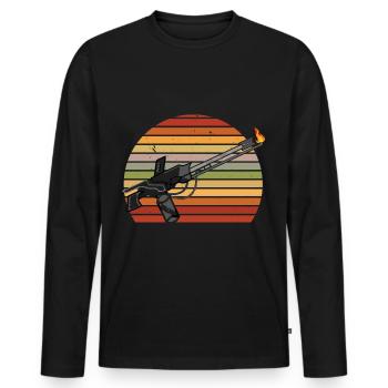 Retro Flammenwerfer Lover Flammenwerfer Hot Burn - Männer Premium Bio Langarmshirt - Schwarz - Vorne - Nico (187cm)