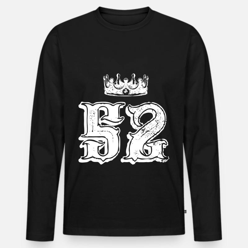52 Zahl Krone - Männer Premium Bio Langarmshirt - Schwarz