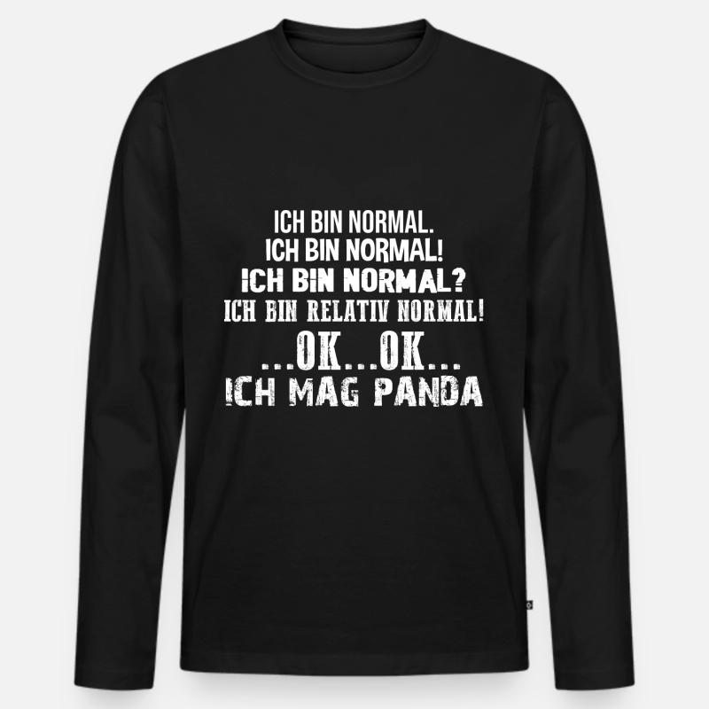 Panda - Männer Premium Bio Langarmshirt - Schwarz