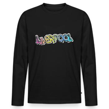 Liverpool Angleterre UK City Graffiti Spray Sprayer - T-shirt manches longues Premium bio Homme - noir - Devant - Nico (187cm)