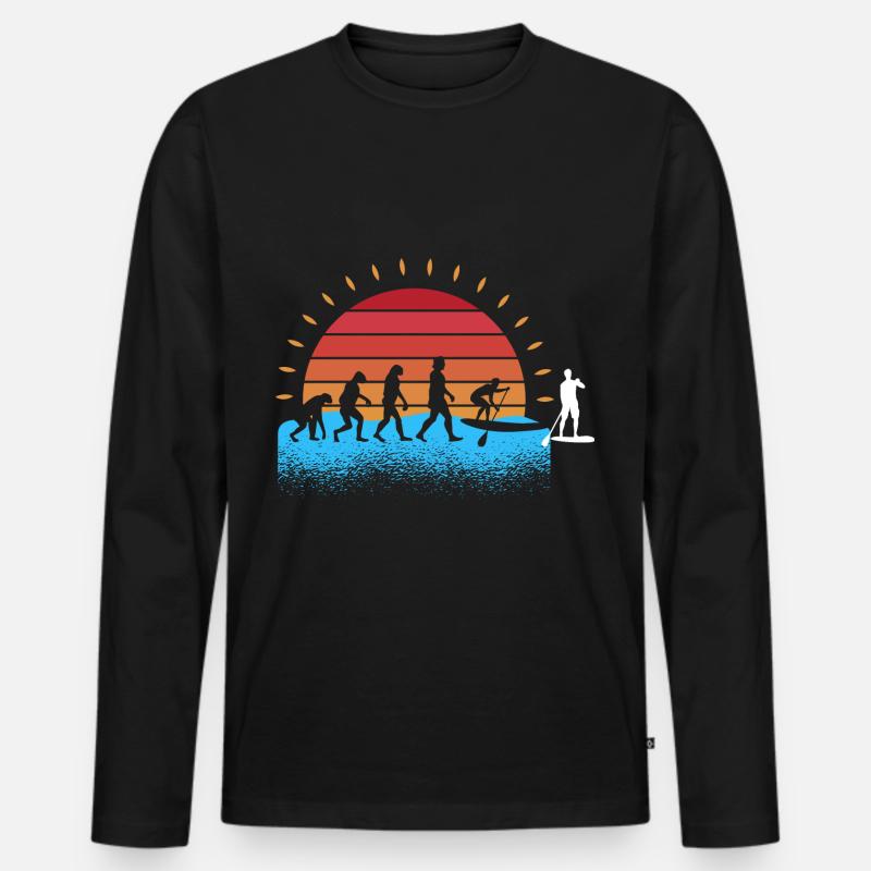 Evolution Stand Up Paddeling - Männer Premium Bio Langarmshirt - Schwarz