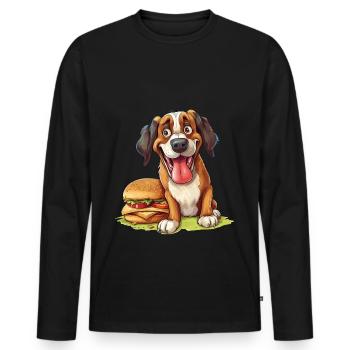Hund Burger Hamburger Fast Food Hundeliebhaber - Männer Premium Bio Langarmshirt - Schwarz - Vorne - Nico (187cm)