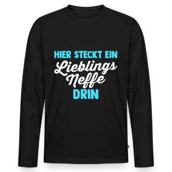 Neffe - Männer Premium Bio Langarmshirt - Schwarz - Vorne - Nico (187cm)
