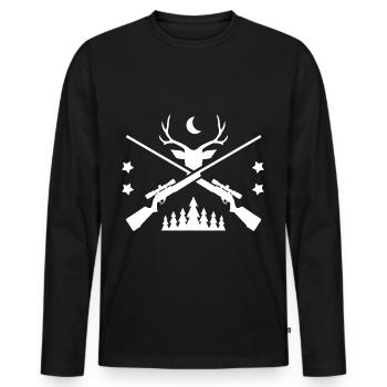 Hirschgeweih Wald - Männer Premium Bio Langarmshirt - Schwarz - Vorne - Nico (187cm)