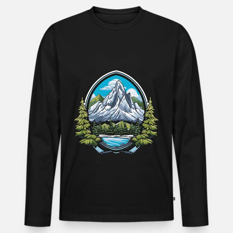 Berge Symbol Wappen - Männer Premium Bio Langarmshirt - Schwarz
