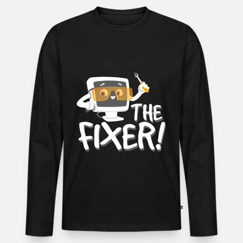 The Fixer Tech Support - Men's Premium Organic Long Sleeve Shirt - black