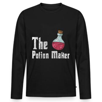 Healing Potions Health Healer - Men's Premium Organic Long Sleeve Shirt - black - Front - Nico (187cm)
