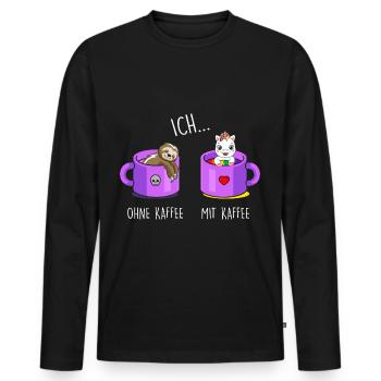 Ich ohne Kaffee Ich mit Kaffee Einhorn Kaffee - Männer Premium Bio Langarmshirt - Schwarz - Vorne - Nico (187cm)