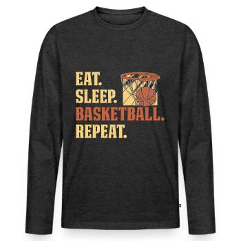 Eat - Men's Premium Organic Long Sleeve Shirt - heather anthracite - Front - Nico (187cm)