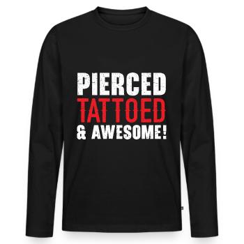 Gepierct Tätowiert Und Geil Tattooing Tattoo - Männer Premium Bio Langarmshirt - Schwarz - Vorne - Nico (187cm)