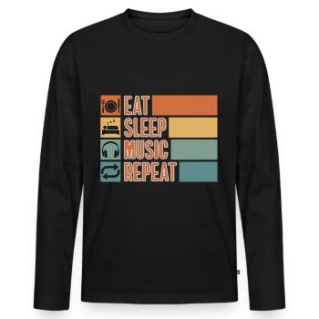 Dj Casque Chansons - T-shirt manches longues Premium bio Homme - noir - Devant - Nico (187cm)