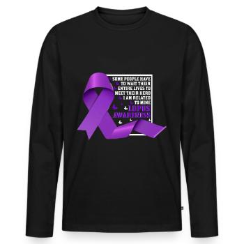 Lupus Bewusstseins Monat - Männer Premium Bio Langarmshirt - Schwarz - Vorne - Nico (187cm)