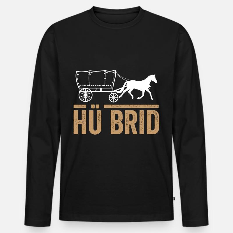 Hü Brid Pferd - Männer Premium Bio Langarmshirt - Schwarz