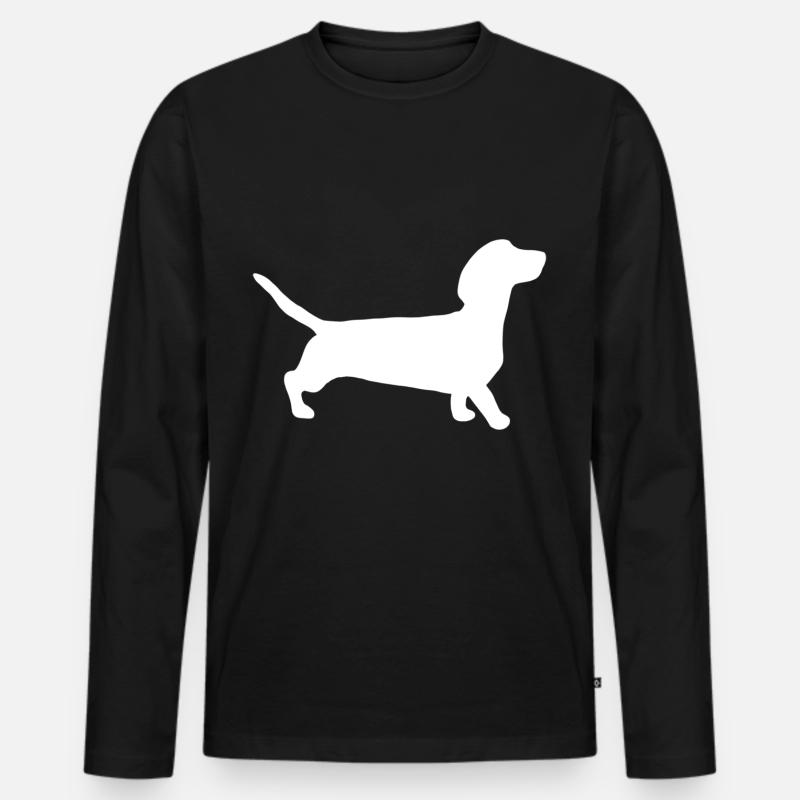 Dackel Silhouette - Männer Premium Bio Langarmshirt - Schwarz