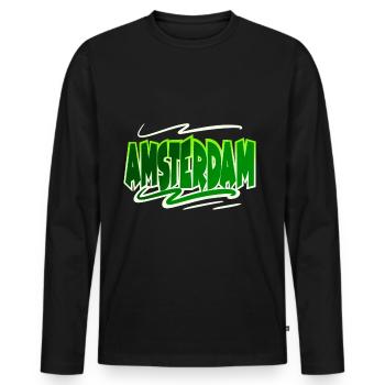 Amsterdam - Men's Premium Organic Long Sleeve Shirt - black - Front - Nico (187cm)