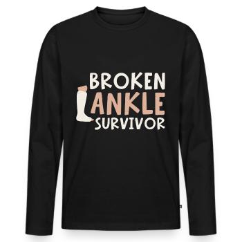 Broken Ankle Survivor - Männer Premium Bio Langarmshirt - Schwarz - Vorne - Nico (187cm)