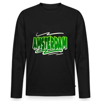 Amsterdam - Men's Premium Organic Long Sleeve Shirt - black - Front - Nico (187cm)