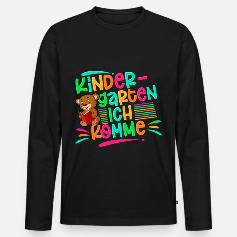 Kindergarten Ich Komme - Männer Premium Bio Langarmshirt - Schwarz