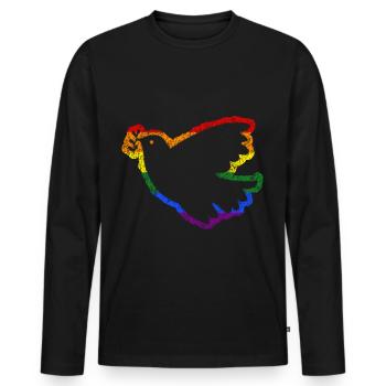 Colombe de la Paix Drapeau de la Paix Ukraine - T-shirt manches longues Premium bio Homme - noir - Devant - Nico (187cm)