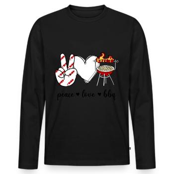 Barbecue Peace Love - T-shirt manches longues Premium bio Homme - noir - Devant - Nico (187cm)