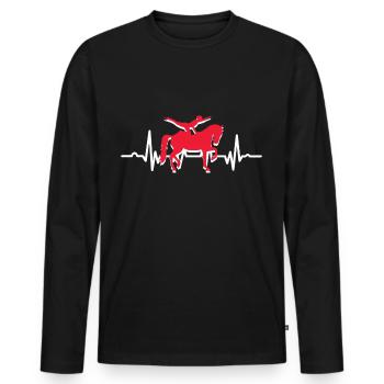 Horse Heart Rate Riding - Men's Premium Organic Long Sleeve Shirt - black - Front - Nico (187cm)