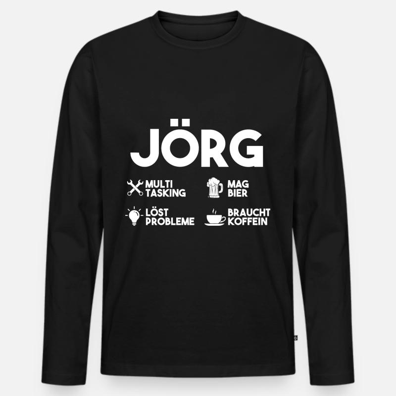 Jorg - Männer Premium Bio Langarmshirt - Schwarz