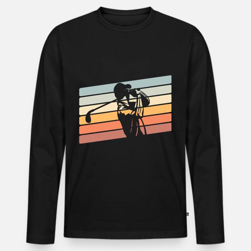 Golf Golfer - Männer Premium Bio Langarmshirt - Schwarz