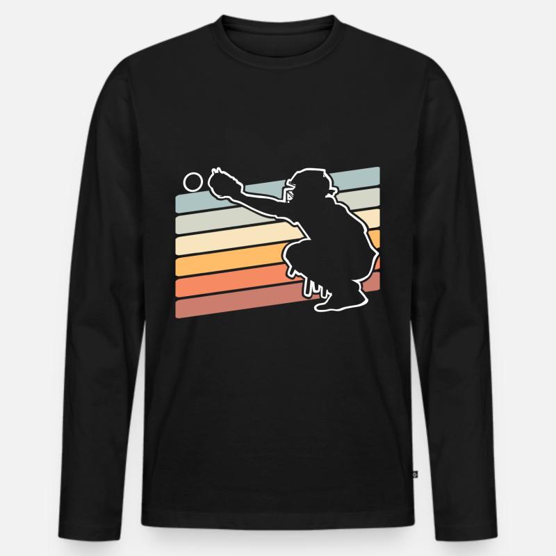 Baseball - Männer Premium Bio Langarmshirt - Schwarz