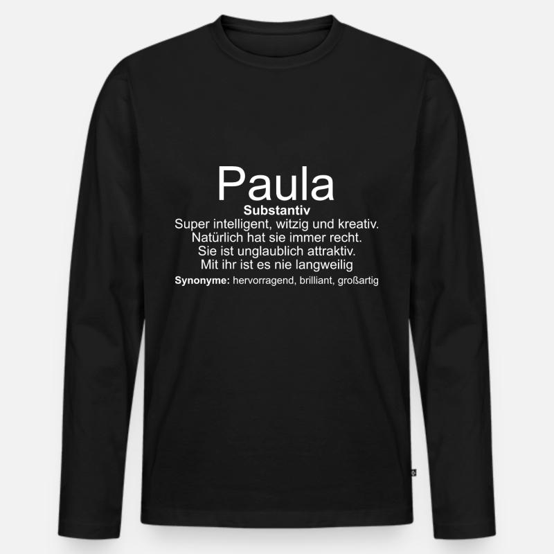 Name Definition Paula - Männer Premium Bio Langarmshirt - Schwarz