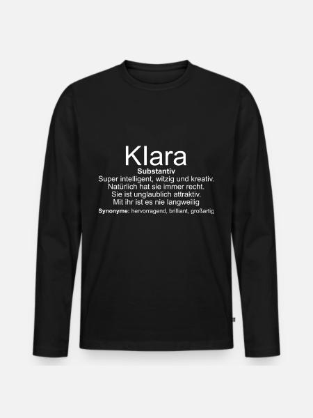 Name Definition Klara - Männer Premium Bio Langarmshirt - Schwarz