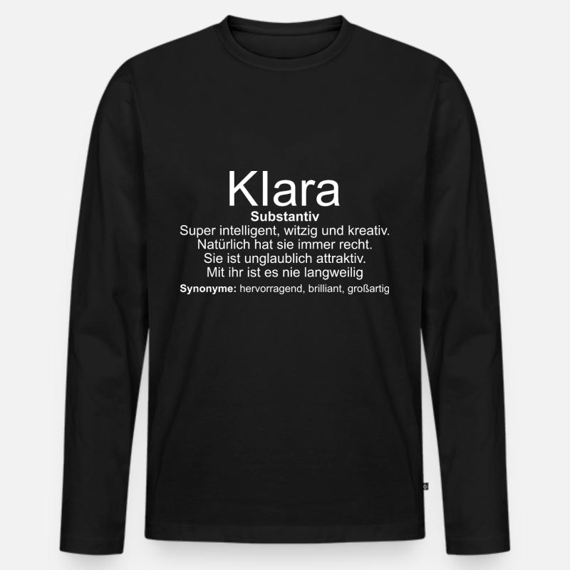 Name Definition Klara - Männer Premium Bio Langarmshirt - Schwarz