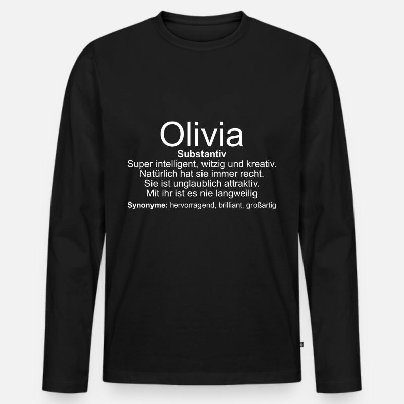 Name Definition Olivia - Männer Premium Bio Langarmshirt - Schwarz