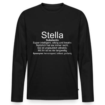 Name Definition Stella - Männer Premium Bio Langarmshirt - Schwarz - Vorne - Nico (187cm)