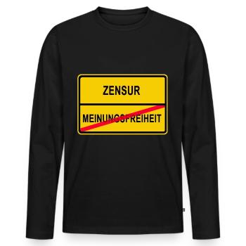 Censure - Liberté d’expression - T-shirt manches longues Premium bio Homme - noir - Devant - Nico (187cm)