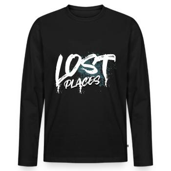 Lieux perdus - T-shirt manches longues Premium bio Homme - noir - Devant - Nico (187cm)