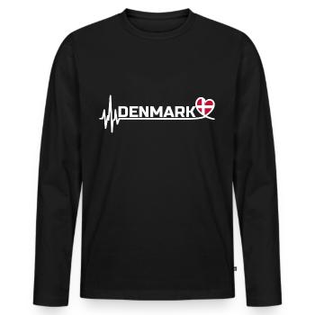 Denmark Sport Fan Fussball White - Männer Premium Bio Langarmshirt - Schwarz - Vorne - Nico (187cm)