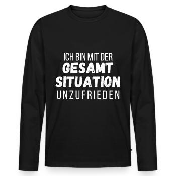Ich bin mit der Gesamtsituation unzufrieden - Männer Premium Bio Langarmshirt - Schwarz - Vorne - Nico (187cm)