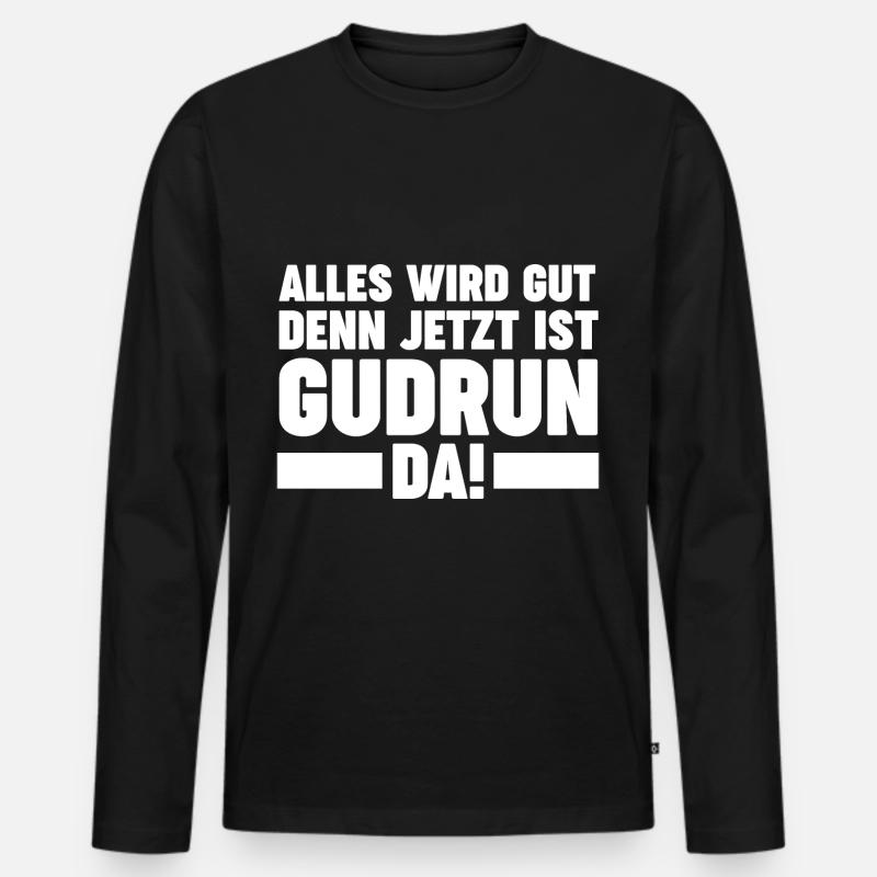 Gudrun - Männer Premium Bio Langarmshirt - Schwarz