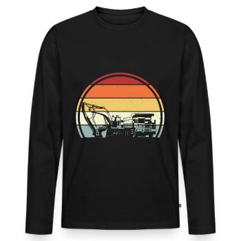 Excavator construction site - Men's Premium Organic Long Sleeve Shirt - black - Front - Nico (187cm)