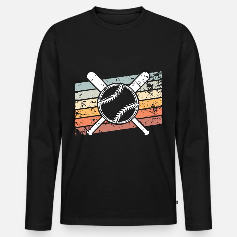 Baseball - Männer Premium Bio Langarmshirt - Schwarz