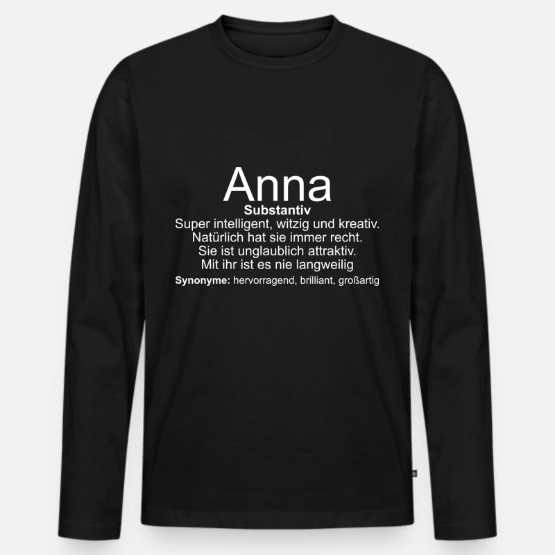 Name Definition Anna - Männer Premium Bio Langarmshirt - Schwarz