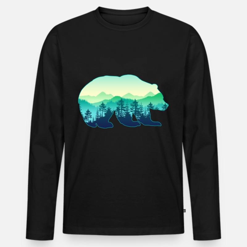 Jäger Bergsteiger Wanderer Bär - Männer Premium Bio Langarmshirt - Schwarz