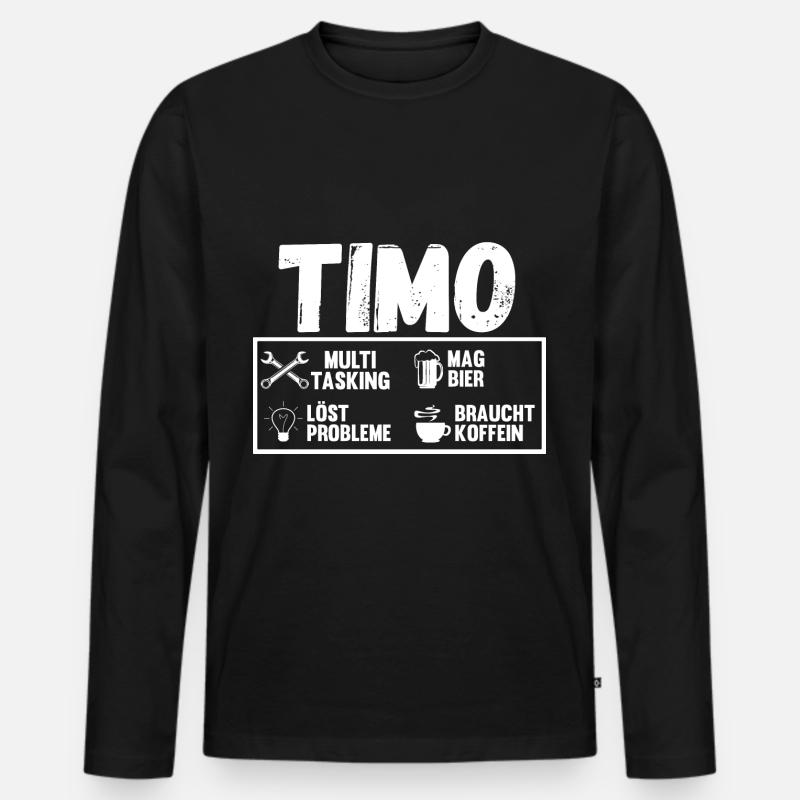 Timo - Männer Premium Bio Langarmshirt - Schwarz
