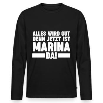 Marina - Männer Premium Bio Langarmshirt - Schwarz - Vorne - Nico (187cm)