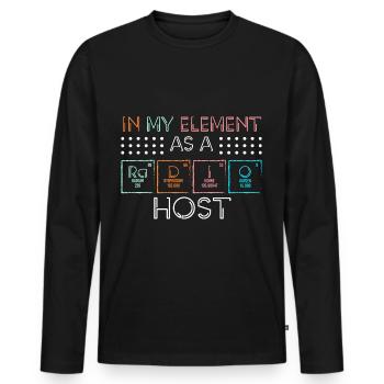 Podcast Ankündigung Sprecher Sendung - Männer Premium Bio Langarmshirt - Schwarz - Vorne - Nico (187cm)