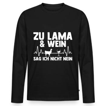Wein Lama - Männer Premium Bio Langarmshirt - Schwarz - Vorne - Nico (187cm)