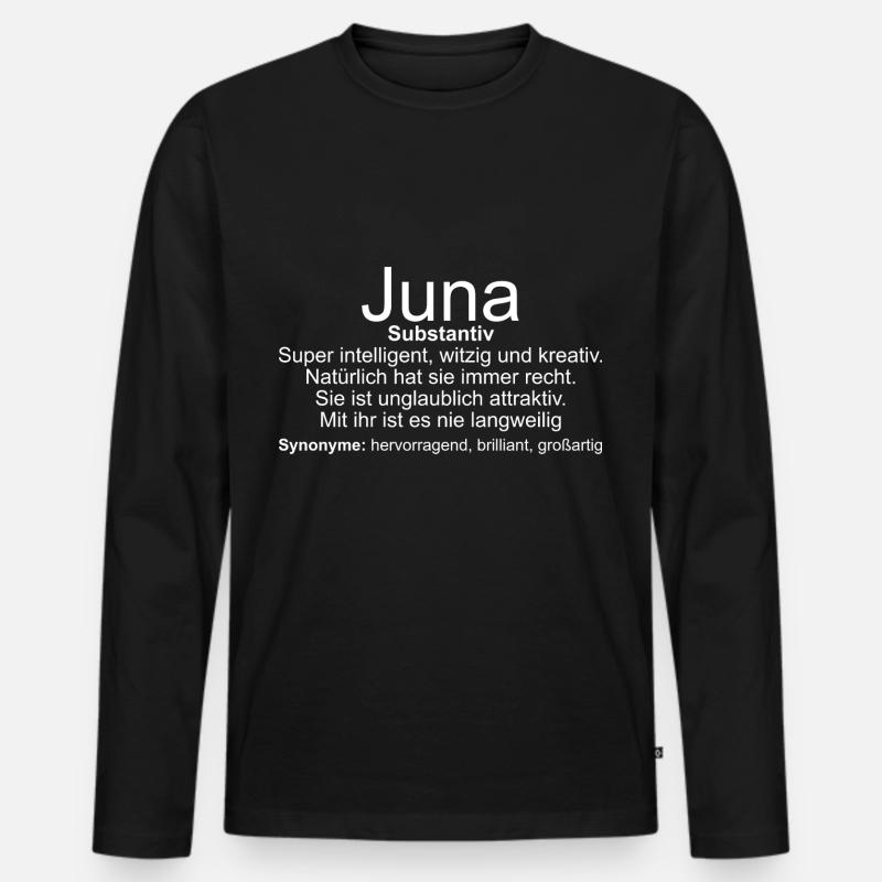 Name Definition Juna - Männer Premium Bio Langarmshirt - Schwarz