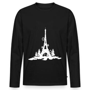 CHRISTMAS EIFFEL TOUR 2,Tour eiffel paris - T-shirt manches longues Premium bio Homme - noir - Devant - Nico (187cm)