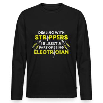 Electrics Electronics Electrical - Men's Premium Organic Long Sleeve Shirt - black - Front - Nico (187cm)